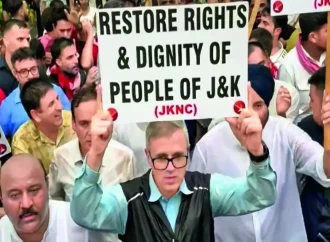 NC protests in Delhi for J&K statehood